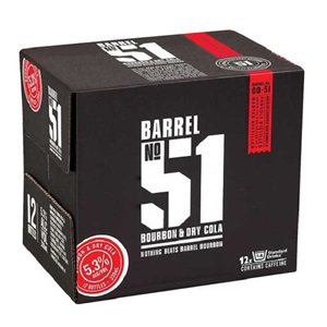 Picture of Barrel 51 5% Bourbon n Cola 12pk Bottles 330ml