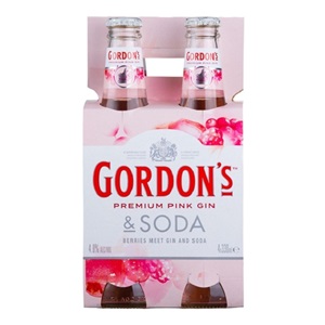 Picture of Gordons Pink Gin n Soda 4pk Bottles 330ml