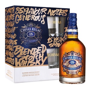 Picture of Chivas Regal 18YO Scotch Whisky 700ml + 2 Glasses Gift Pack
