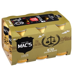 Picture of Mac's Gold Craft Beer 6pack Cans 330ml
