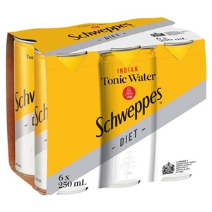 Picture of Schweppes Diet Tonic 6pk Cans 250ml