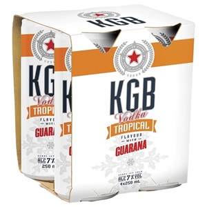 Picture of KGB 7% Tropical with Guarana Vodka Premix 4pk Cans 250ml