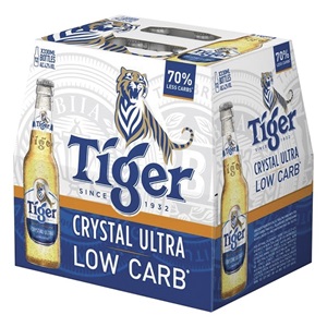 Picture of Tiger Crystal Ultra Low Carb Lager 12pk Bottles 330ml