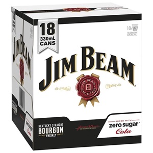 Picture of Jim Beam Bourbon & Zero Sugar Cola 18pk Cans 330ml