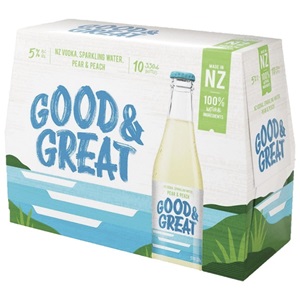 Picture of Good & Great Vodka, Pear & Peach 10pk Bottles 330ml