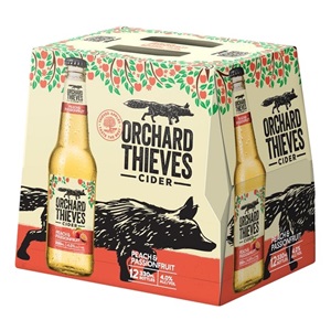 Picture of Orchard Theives Peach & Passion Cider 12pack Bottles 330ml
