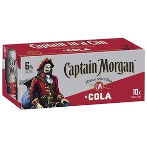 Picture of Captain Morgan Spiced Gold Rum n Cola 10pk Cans 330ml