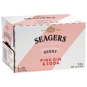 Picture of Seagers 4% Pink Gin & Soda 12pack Cans 250ml