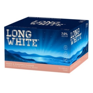 Picture of Long White 7% Peach & Pineapple 12pk Cans 240ml